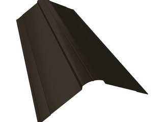 Планка конька фигурного 150x150 0,5 GreenCoat Pural BT, matt RR 32 темно-коричневый (RAL 8019 серо-коричневый)